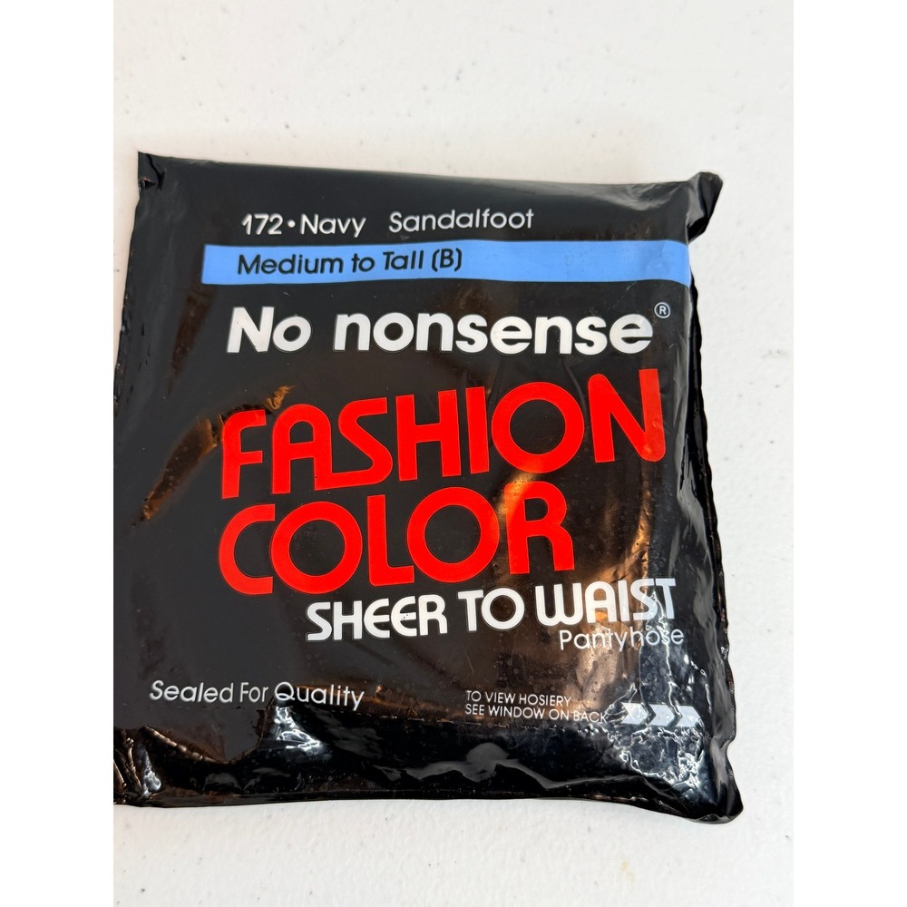 Vintage 1990 No Nonsense Navy Sandalfoot Sheer to Waist Pantyhose Size B USA